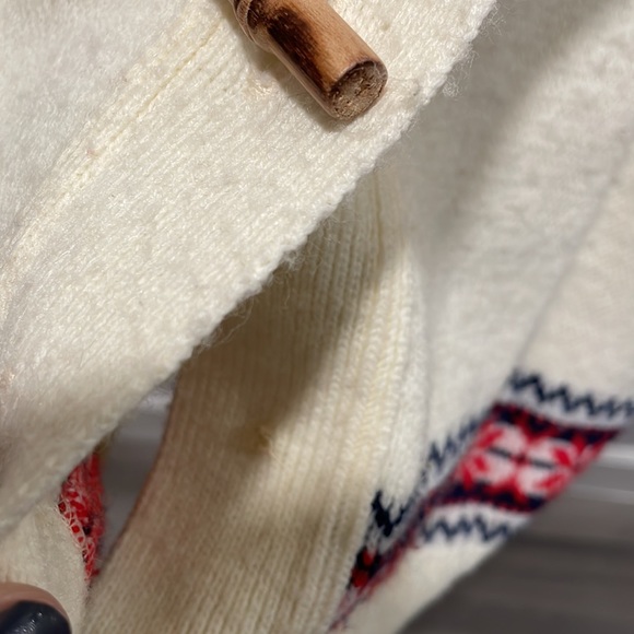 Vintage cream hooded sweater w red & blue detail womens medium ☀️✨🌻 - Picture 6 of 8